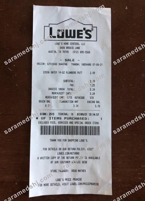 Lowes retail company payment slip